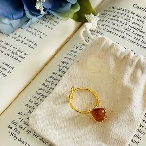 NWT Carnelian Gemstone Gold Wired Adjustable Ring